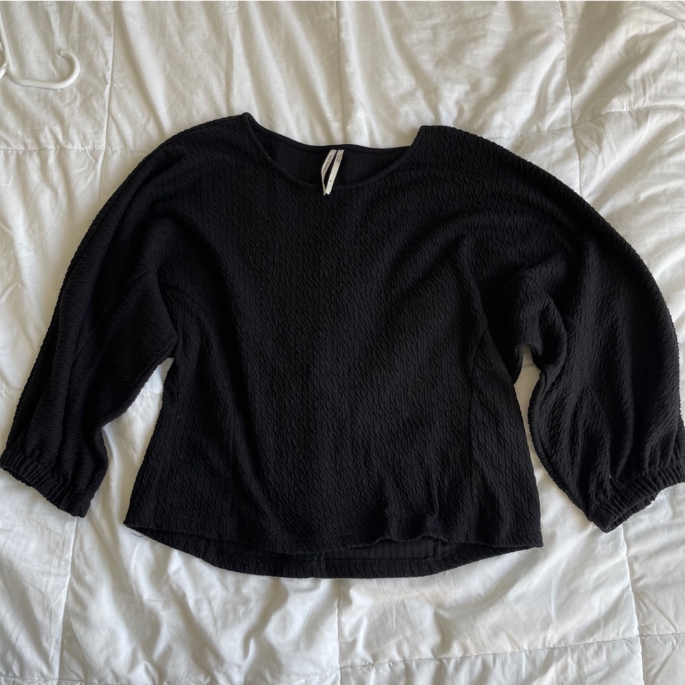 Anthropologie Textured Black Top